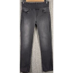 Gloria Vanderbilt Amanda Pull On Jeans Gray Stretch Slim Straight Women 6 Short